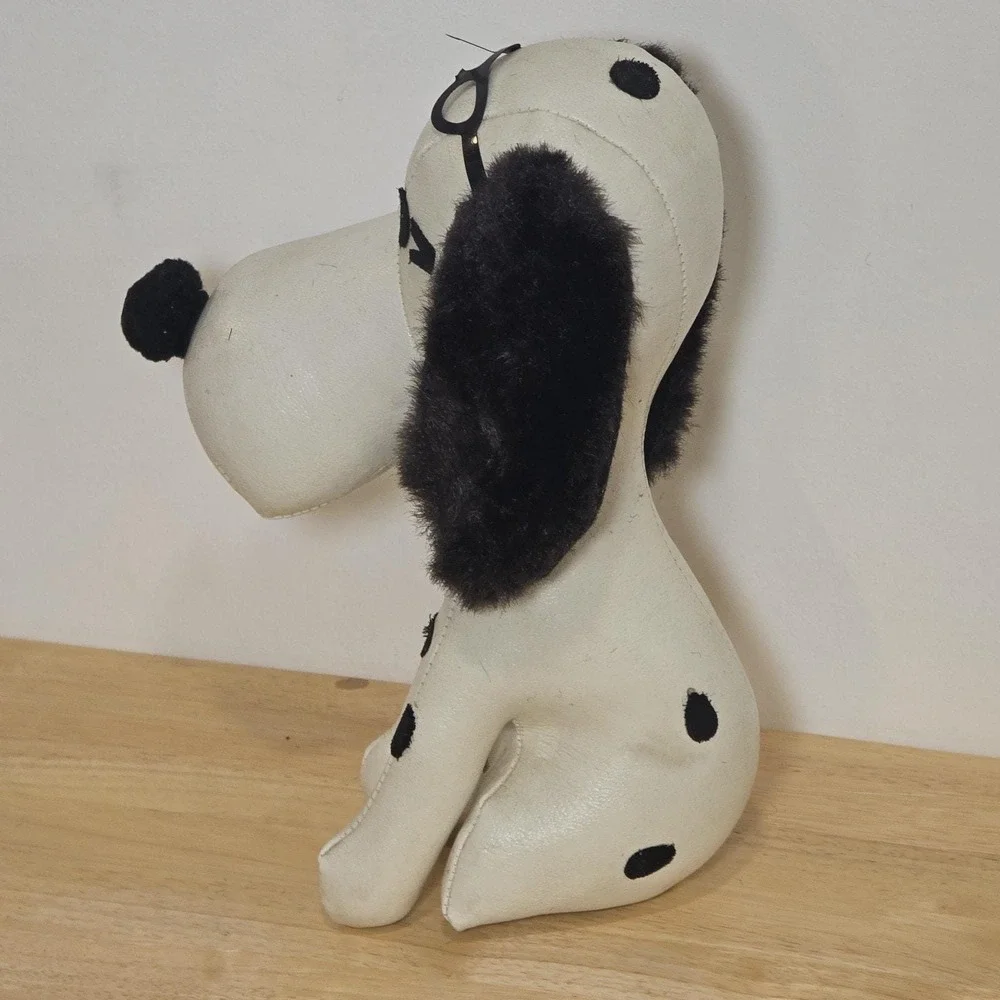 Snoopy‎ Vintage Vinyl Leather Bean Stuffed Toy Dog Plush Animal Baron Japan 10